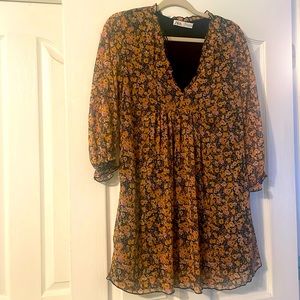 Zara floral long sleeve mini dress size small